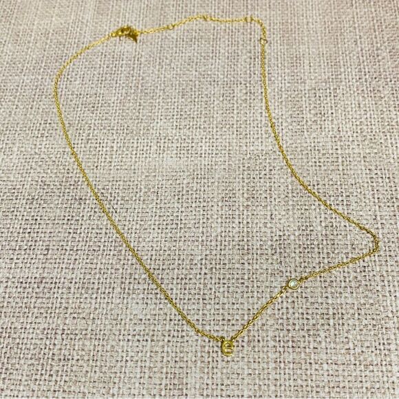 Hummingbird Gold Dainty Initial E Crystal Necklace - Picture 1 of 3